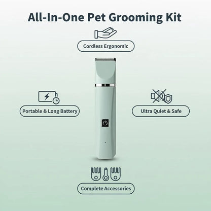 Dogs Hair Clippers Grooming Kit with Nail Grinder,  4 in 1 Cordless Electric Trimmer Low Noise USB Rechargeable Pet Clippers for Small and Large Dogs Cats Animals