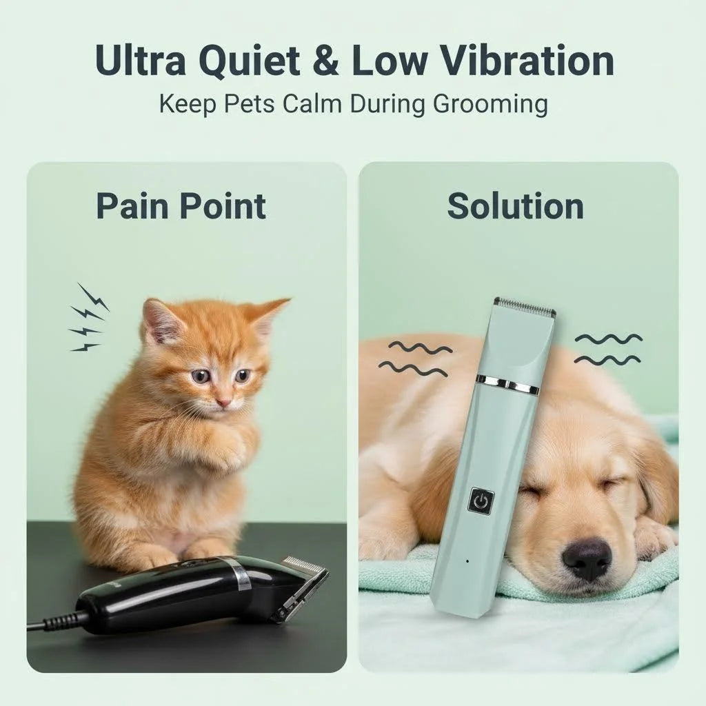 Dogs Hair Clippers Grooming Kit with Nail Grinder,  4 in 1 Cordless Electric Trimmer Low Noise USB Rechargeable Pet Clippers for Small and Large Dogs Cats Animals